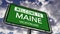 Welcome to Maine, USA State Road Sign, Vacationland Nickname Realistic Animation