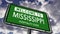 Welcome to Mississippi, USA Road Sign, Hospitality State Nickname, Realistic 3d