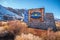 Welcome to Mono Lake sign in the Sierra Nevada - BISHOP, USA - MARCH 29, 2019