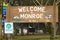 Welcome to Monroe sign in the Snohomish County city in Washington State