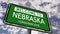 Welcome to Nebraska, USA Road Sign, Cornhusker State Nickname, Realistic 3d