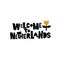 Welcome to Netherlands. Illustration of tulip. Inscription, phrase for banner, poster, souveniers. Isolated on white.