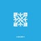 Welcome to the new year 2023! Entry by QR code. New Year`s card with a stylized pixel snowflake. Link to the transition into the