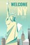 Welcome to New York poster retro design