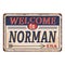 Welcome to Norman Oklahoma vintage rusty metal sign on a white background, vector illustration