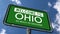 Welcome to Ohio US State Road Sign, So Much to Discover Slogan, Close Up