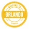 WELCOME TO ORLANDO - FLORIDA, words written on yellow stamp