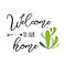 Welcome to our home vector sign Cute hand drawn Prickly cactus print with inspirational quote Home decor