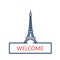 Welcome to Paris- Line art of the Eiffel tower famous landmark of France