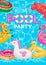 Welcome to pool party with inflatable rings toys
