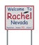 Welcome to Rachel Nevada road sign