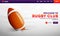 Welcome To Rugby Club Landing Page or Website Banner Design with Rugby Ball