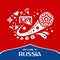 Welcome to Russia. Design template with modern traditional elements of soccer.
