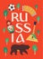 Welcome to Russia. Russian traditional folk art. Poster. Flat design Vector illustration.