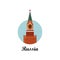 Welcome to Russia. The Spasskaya Tower on Red square. Kremlin palace in circle - vector stock flat illustration. Moscow