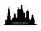 Welcome to Russia. St. Basil s Cathedral on Red square. Kremlin palace black silhouette lisolated on white background -