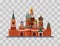Welcome to Russia. St. Basil s Cathedral on Red square. Kremlin palace on transparent background - vector stock flat