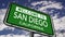 Welcome to San Diego California, US City Road Sign Close Up, Realistic Animation
