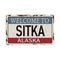 Welcome to sitka alaska vintage rusty metal sign on a white background, vector illustration