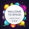 Welcome to space. Creative space background with cartoon colorful fantasy planets.