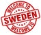 welcome to Sweden stamp