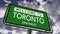 Welcome to Toronto, Ontario. Canadian City Road Sign Realistic 3d Animation