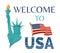 Welcome to USA Statue Flag Vector Illustration