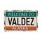 Welcome to valdez alaska vintage rusty metal sign on a white background, vector illustration