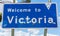 Welcome to Victoria sign along Sturt Highway A20 in Australia