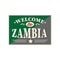 Welcome to Zambia retro brush lettering text. Vector illustration logo for business, print and advertising