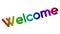 Welcome Word 3D Rendered Text With Round Font Illustration Colored With RGB Rainbow Gradient