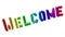 Welcome Word 3D Rendered Text With Stencil Font Illustration Colored With RGB Rainbow Gradient