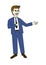 Welcoming businessman in comic style illustration.
