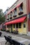 Welcoming exterior of Sweet Betty\\\'s restaurant, an old fashioned eatery, LeRoy New York, Summer, 2020
