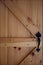 Welcoming Pine Door with Rustic Handle.