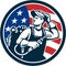 Welder Looking Side USA Flag Circle Retro