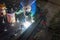 A welder is using a Stud Welding Machine to weld stud bolt on steel plate, at industrial factory