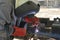 A welder welding a pipe