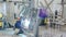 welder working with electrode at semi-automatic arc welding in manufacture production plant timelapse
