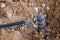 Welding copper ground wire on ground.