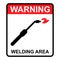 Welding danger technology icon, metal tool equipment symbol, safe weld vector illustration