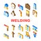 Welding Engineering Collection Icons Set Vector