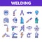 Welding Equipment Linear Icons Vector Set