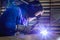 Welding steel structures and bright sparks