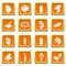 Welding tools icons set orange square vector