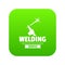 Welding workshop icon green vector
