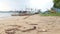 WELIGAMA, SRI LANKA - MARCH 2014: View of wooden fishing boats on beach. The term Weligama literally means\'sandy village\' which r