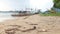 WELIGAMA, SRI LANKA - MARCH 2014: View of wooden fishing boats on beach. The term Weligama literally means\'sandy village\' which r