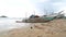 WELIGAMA, SRI LANKA - MARCH 2014: View of wooden fishing boats on beach. The term Weligama literally means\'sandy village\' which r