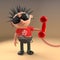 Well connected punk rocker answers the telephone, 3d illustration